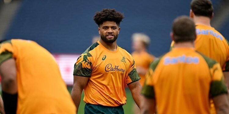 MELBOURNE , AUSTRALIA - 25 July 2025; Rob Valetini during the Australia rugby squad captain's run at the MCG in Melbourne, Australia. (Photo By Brendan Moran/Sportsfile via Getty Images)