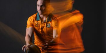 SYDNEY, AUSTRALIA - JUNE 24: Corey Toole poses for a portrait  during an Australian Wallabies Portrait Session at NEP Studios on June 24, 2025 in Sydney, Australia. (Photo by Darrian Traynor/Getty Images)