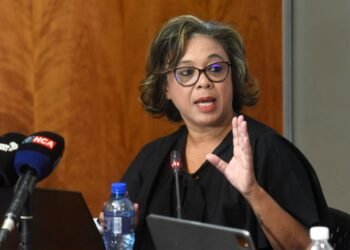 April 26, 2024.Transnet Group CEO Michelle Phillips briefs the media to provide on update on key matters in business including implementation of the Recovery plan and Rail Reforms process at Umjantshi building at Parktown in Johannesburg.Picture:Freddy Mavunda © Business Day