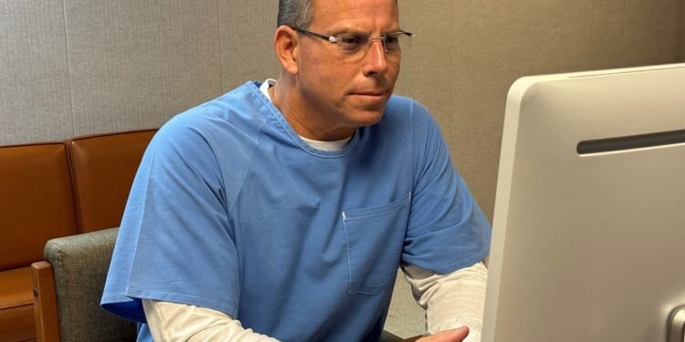 Erik Menendez attends his Board of Parole hearing online from the Richard J. Donovan Correctional Facility in San Diego, California, U.S., August 21, 2025, that could lead to freedom after decades in prison for the 1989 shotgun murders of his parents. The final decision will rest with the governor, who can either accept or reject the board's recommendation.    California Department of Corrections and Rehabilitation/Handout via REUTERS    THIS IMAGE HAS BEEN SUPPLIED BY A THIRD PARTY     TPX IMAGES OF THE DAY