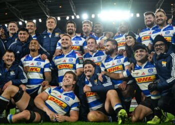 Limerick , Ireland - 29 November 2025; DHL Stormers players celebrate after their side's victory in the United Rugby Championship match between Munster and DHL Stormers at Thomond Park in Limerick. (Photo By Shauna Clinton/Sportsfile via Getty Images)